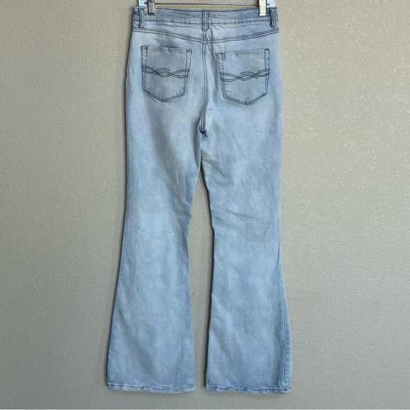 Ban Jara Jeans Womens 9/28 Flare Mid Rise Light Wash Distressed - Picture 2 of 8